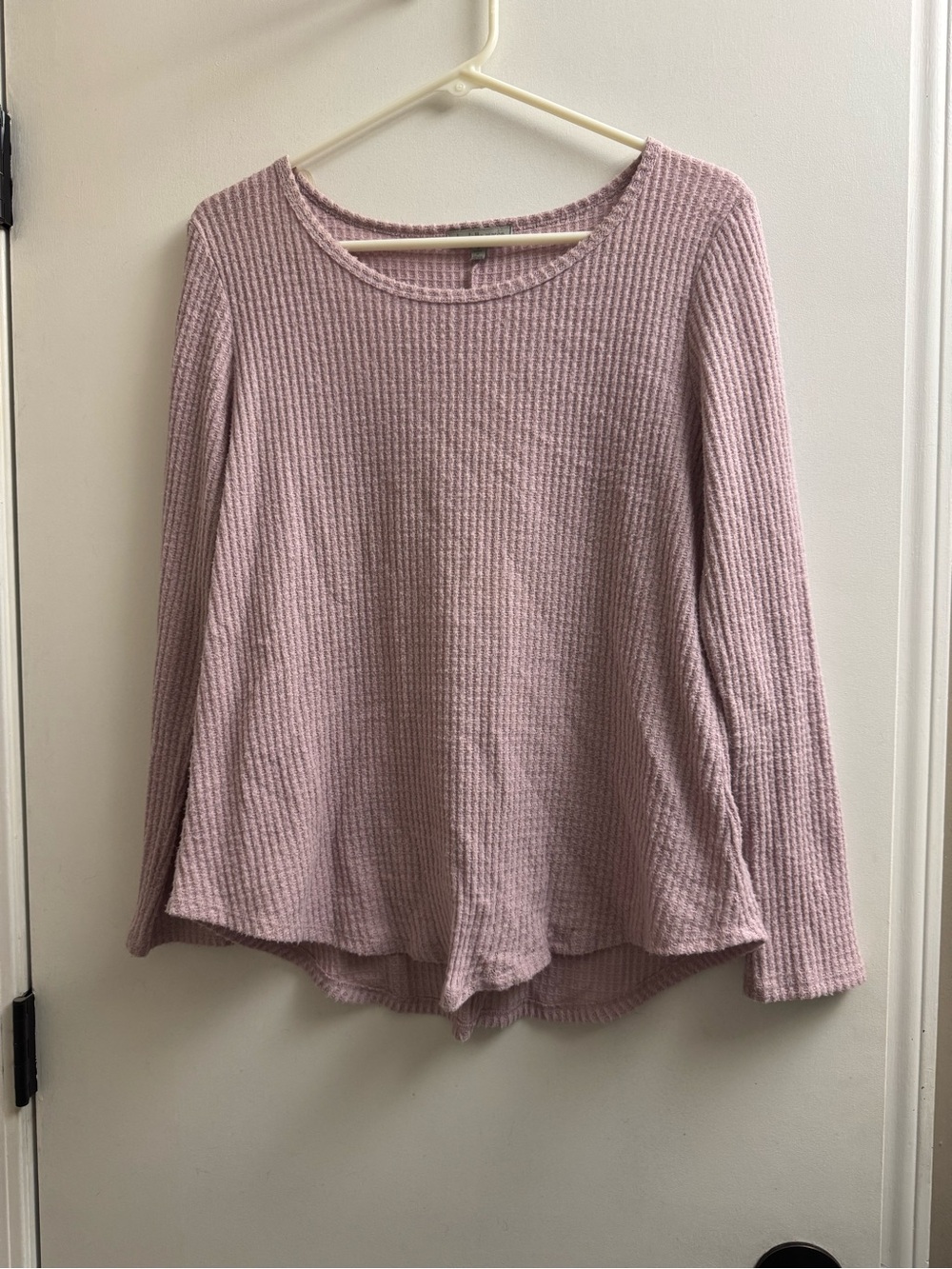 Charlotte Russe Dusty Rose Waffle Knit Long-Sleeve Top